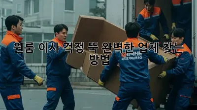 원룸 이사, 걱정 뚝! 완벽한 업체 찾는 방법